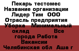 Пекарь-тестомес › Название организации ­ Лидер Тим, ООО › Отрасль предприятия ­ Уборка › Минимальный оклад ­ 30 000 - Все города Работа » Вакансии   . Челябинская обл.,Аша г.